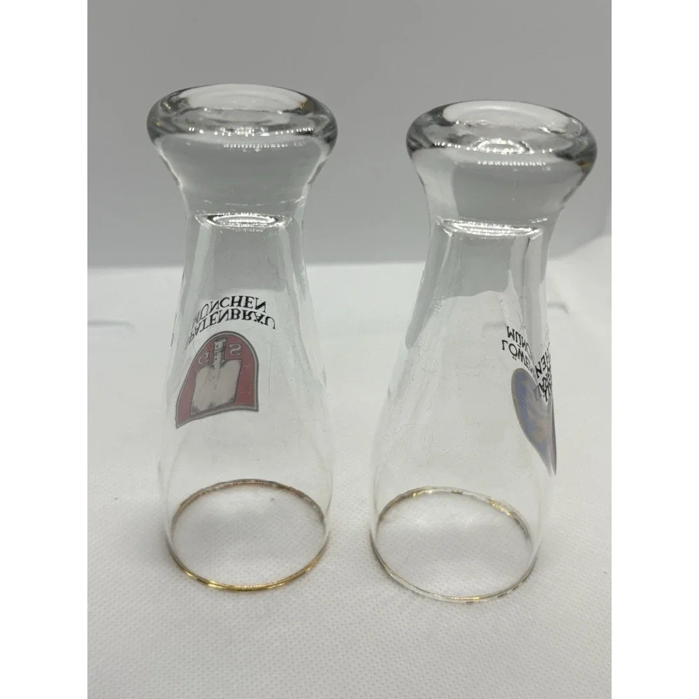 Lot of 2 German Brewery Shot Glasses‎ Spatenbräu & Löwenbräu München Gold Rim